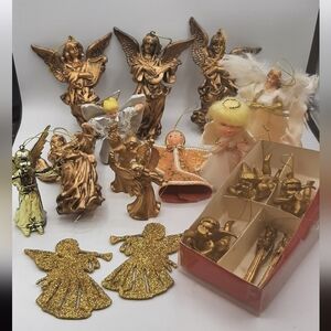 Vintage Hanging Angel Figures Christmas Ornaments Lot of 17 Handmade and More